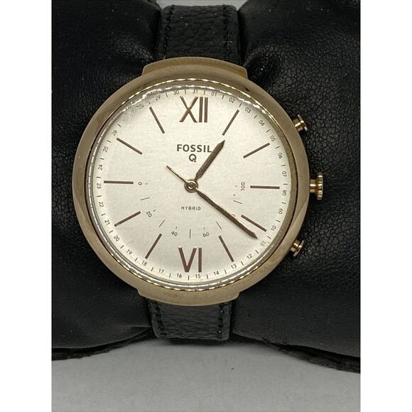 Fossil Hybrid FTW5023 Womens Black Leather Analog Dial Genuine Smart Watch CM625 - Picture 2 of 12